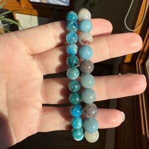 Bundle - Trolleite + blue apatite healing crystal beaded bracelet